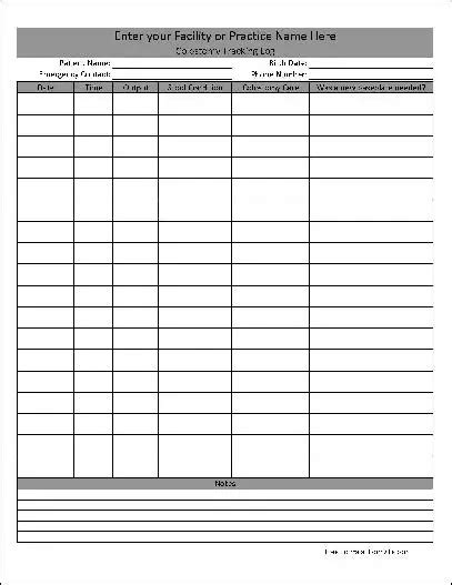 Free Personalized Colostomy Tracking Log Wide Rows From Formville