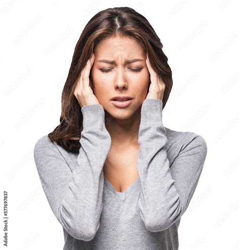 Young Beautiful Woman Has Headache Isolated Cutout Png On Transparent