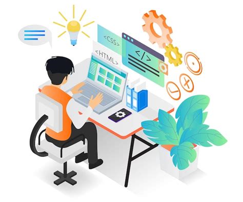 Premium Vector Isometric Style Illustration About A Web Programmer