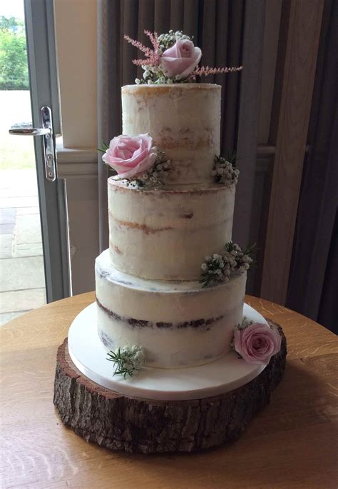 Three Tier Semi Naked Cake With Fresh Flowers My Xxx Hot Girl