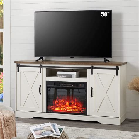 Amazon Amerlife Fireplace TV Stand Sliding Barn Door Wood