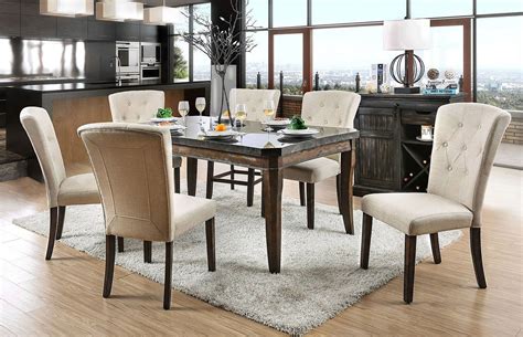 Our dining furniture options have you covered, no matter the size and layout of your room or how many people you need to seat. Schoten Dining Room Set w/ Ivory Chairs | Furniture, Transitional dining tables, Dining room sets