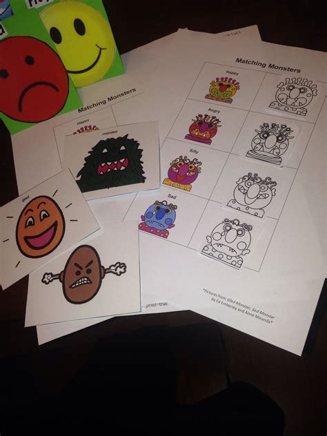 Emotions Activity Preschool Monster Glad Sad Worksheet Preschool