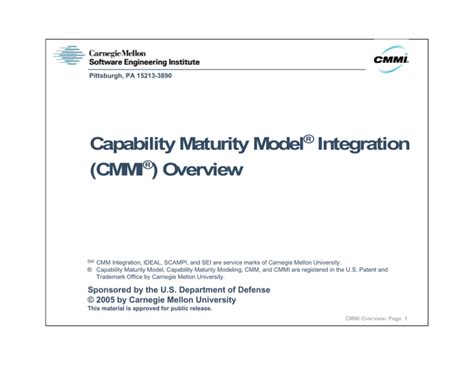 Capability Maturity Model Integration Cmmi Overview