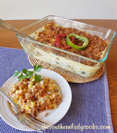 Spoon into a casserole dish and bake in preheated oven for 30 minutes, until lightly browned on top. YUMMY CORN CASSEROLE - The Southern Lady Cooks