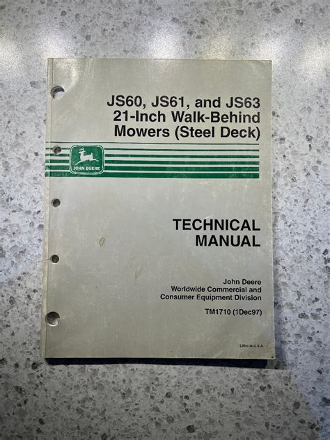 John Deere Js60 Js61 Js63 Mower Technical Manual Tm1710