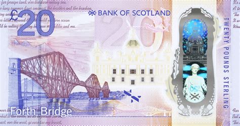 Portrait of lord ilay at right and as watermark. New Bank of Scotland polymer £20 note featuring ...