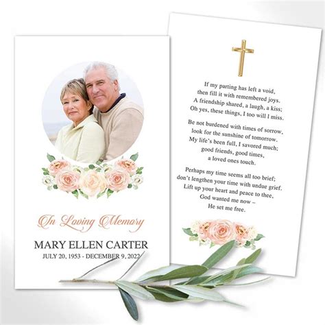 Catholic Funeral Mass Cards Customized With A Photo And Poem