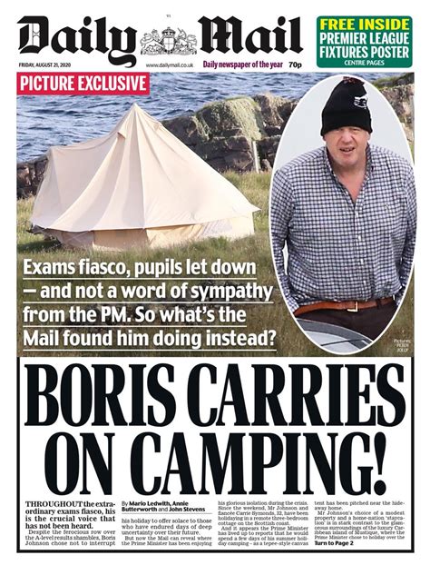 See the front page of daily mail newspaper from uk for sunday, 27 june 2021 or view our archive of thousands of newspaper front pages. Daily Mail Front Page 10th of August 2020 - Tomorrow's ...