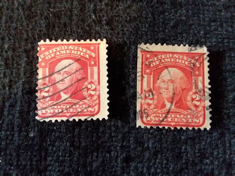 Vintage 2 Cent George Washington US Postage Stamp Red Lot of 2