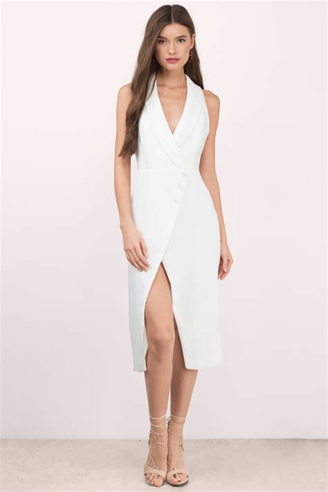 Trendy White Wrap Dress White Dress Slit Dress Wrap Dress 13