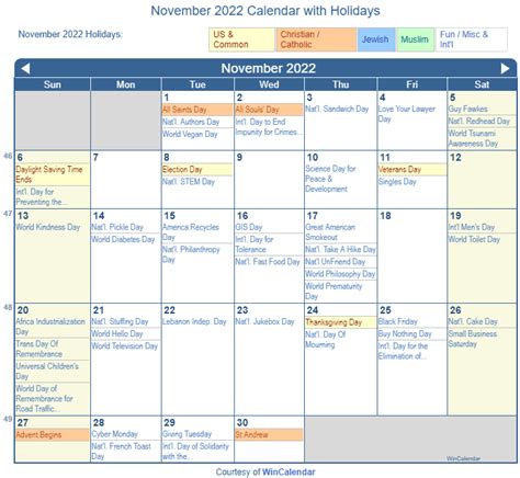 November 2022 Calendar With Holidays Usa November Calendar 2022
