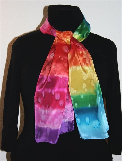 Unique Hand Painted Silk Scarves Featuring Multicolored Splashes