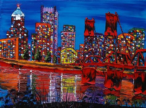 Portland City Lights 24 Painting By James Dunbar Fine Art America