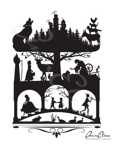 Brothers Grimm Fairy Tales Silhouette Collage