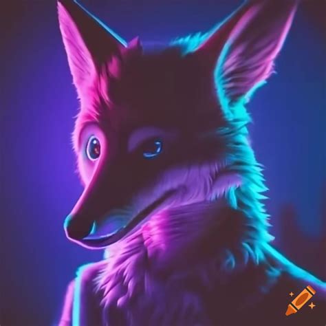 Neon Illustration Of A Fox Fersona