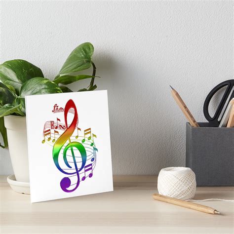 Rainbow Treble Clef And Music Notes Art Board Print For Sale By