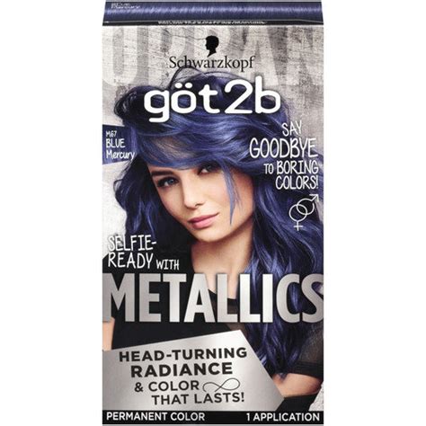This time i got much better results. Got2b Metallic Permanent Hair Color, M67 Blue Mercury ...