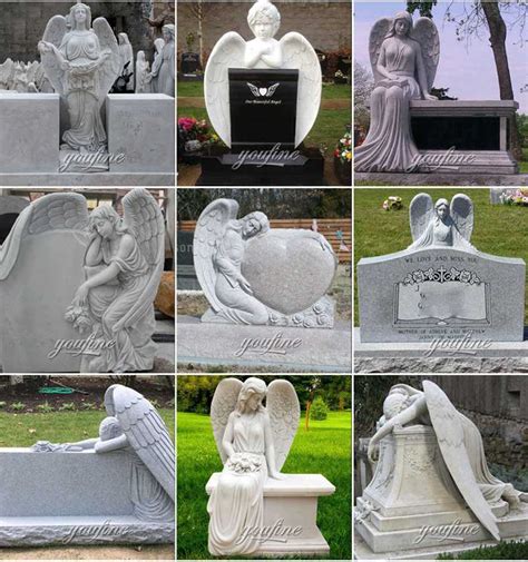 Marble Weeping Angel Memorial Headstones Supplier Mokk 567 Youfine Sculpture