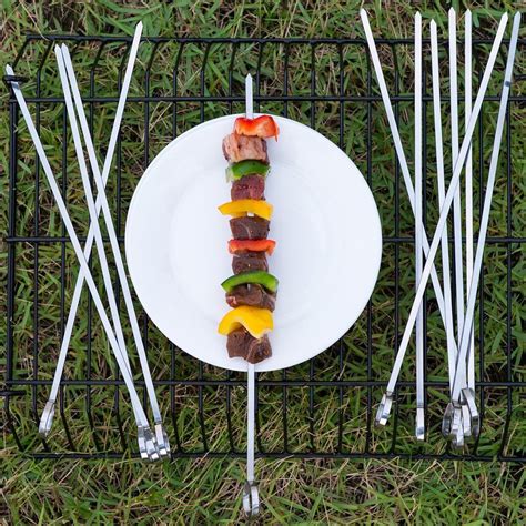 X Chef Stainless Steel Barbecue Kabob Skewers 10 Inch Flat Bbq Sticks