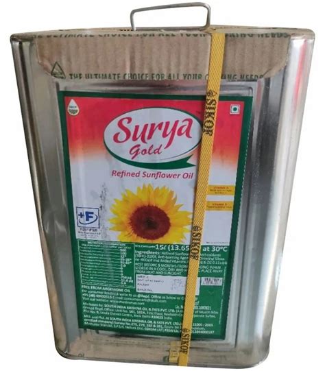 Mono Saturated Vitamin A Surya Gold Refined Sunflower Oil Packaging