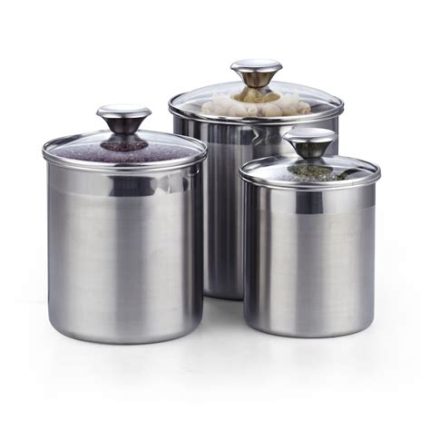 Buy Cooks Standard Stainless Steel Airtight Glass Lid Piece Food Jar Storage Canister Set For