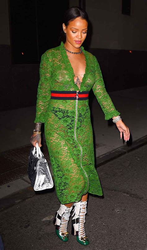 rihanna bares her nipples underwear in completely see through dress us weekly