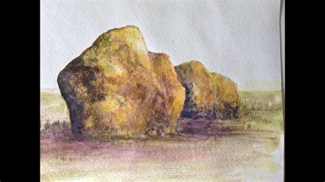 Realistic Rocks Watercolor Tutorial How To Paint Step By Step Youtube