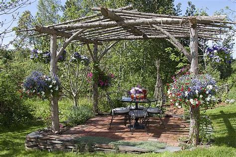 Rustic Pergola In A Vermont Garden Lakehouse Pinterest Rustic