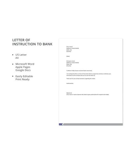 Free Letter Of Instruction Template