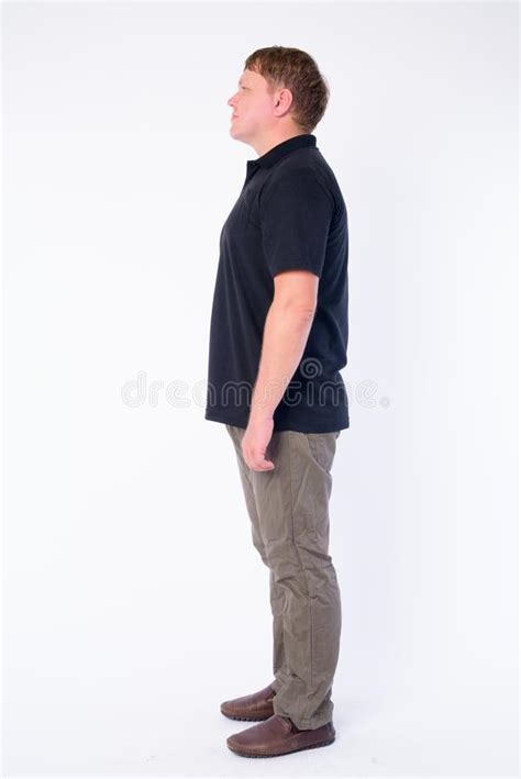 Full Body Shot Profile View Of Overweight Man Stock Image