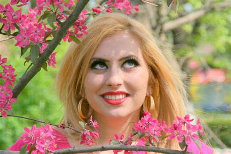 Free Images Tree Plant Girl Hair Flower Model Spring Lady Pink Blonde Flora Facial