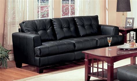 Black Leather Sofa Set Samuel Collection Item 501681