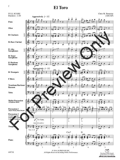 El Toro By Chris Bernotas Jw Pepper Sheet Music