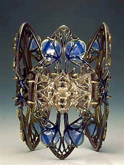 Lalique 1900 Thistle Bracelet Silver Gold Enamel