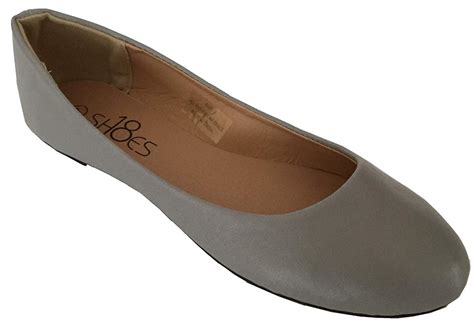 Shoes 18 Womens Classic Round Toe Ballerina Ballet Flat Shoes 8600 Grey Pu 85