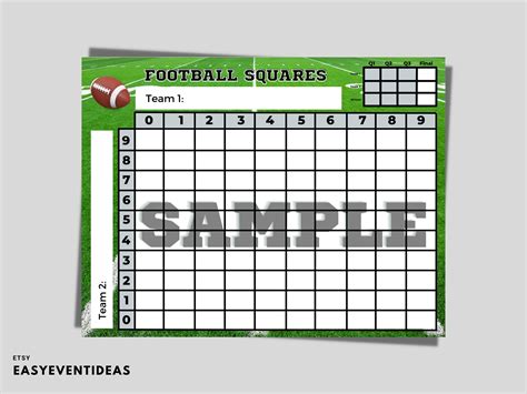 Football Squares Game That You Can Instantly Download And Print On