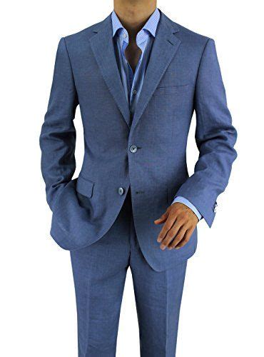 Invest in special wooden hangers for your suits: Bianco B Men's Linen Suit Modern Fit Two-Button Jacket ...