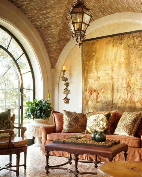 Tuscan Living Room With Gorgeous Tapestry Tuscan Living Rooms