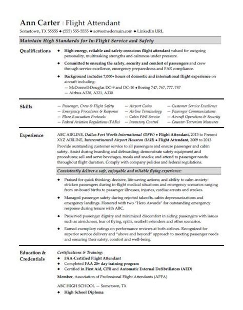 Following is the example of cabin crew cv template. Flight Attendant Resume Sample | Monster.com