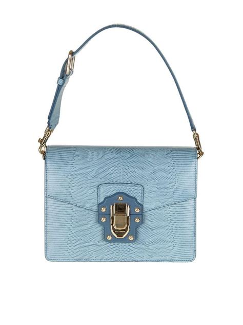 Dolce And Gabbana Lucia Shoulder Bag With Blue Color Leather In Light