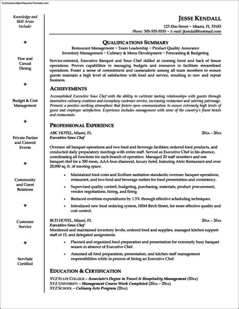 The resume headline is a short phrase right below or in line with your name to briefly describe you as a professional. Sous Chef Resume Template | Free Samples , Examples ...