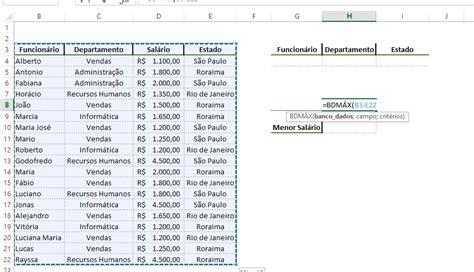 BDMÁX bando de dados para funções de banco de dados Ninja do Excel
