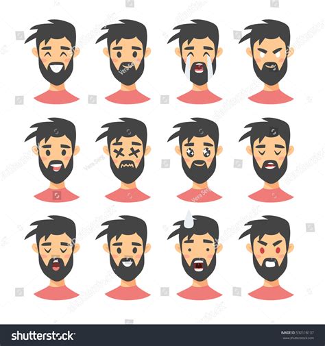 Man getting haircut was added to emoji 4.0 in 2016. Set Male Emoji Characters Cartoon Style Stock Vector ...