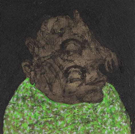 Sabhan Adam Syrian Born 1973 Untitled Portrait Green Mixed Media