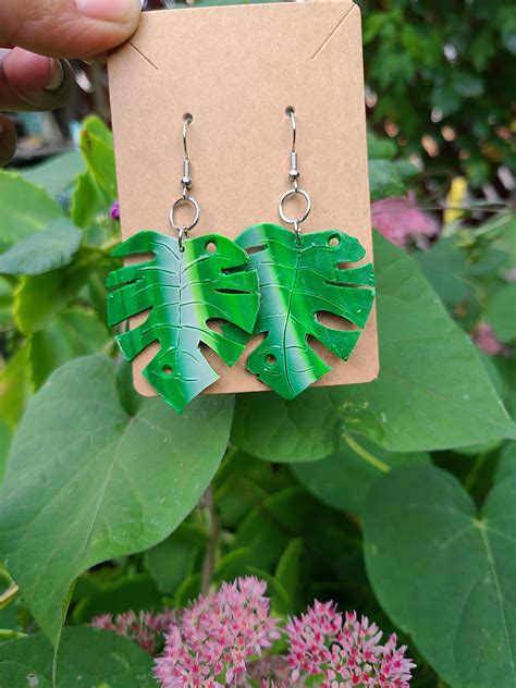 Monstera Leaf Earrings Your Choice Of Dangle Or Stud Etsy