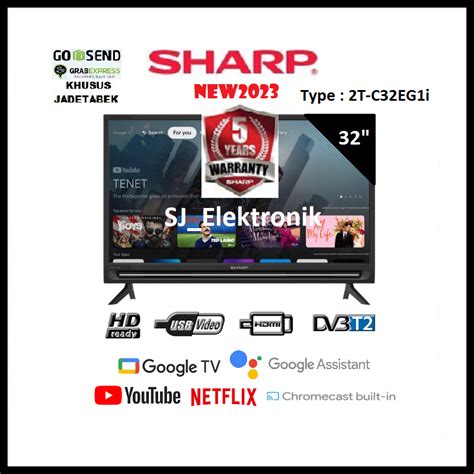 Jual LED TV Sharp 32 Inch 2T C32EG1i 32EG1i HD Google TV 32EG1