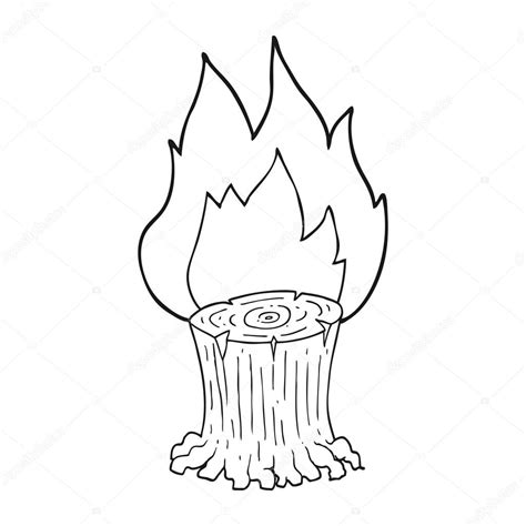 zwartwit cartoon big boomstronk in brand — Stockvector