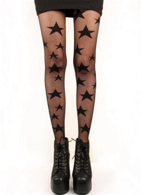 Black Star Print Tights By The Fashion Bibl Star Tights Printed