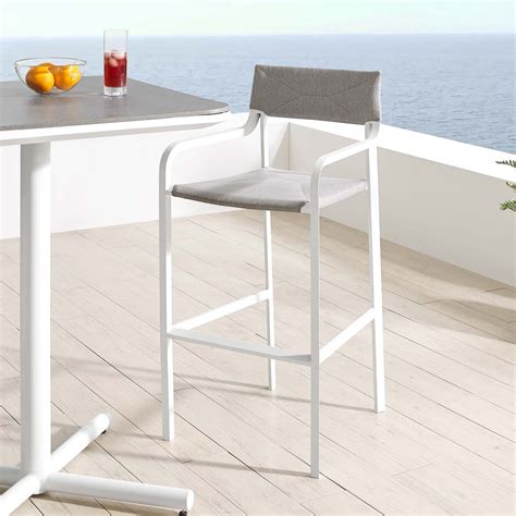 Raleigh Stackable Outdoor Patio Aluminum Bar Stool In White Gray Hyme